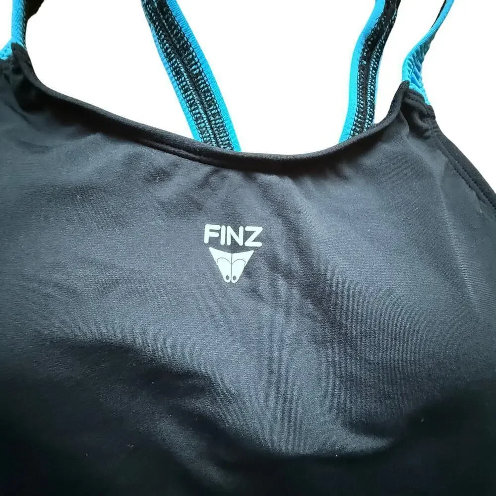 Finz Girls Black Rackerback Surf Swim Tank Size 14 NWT Beach Pool Surfing Vacay